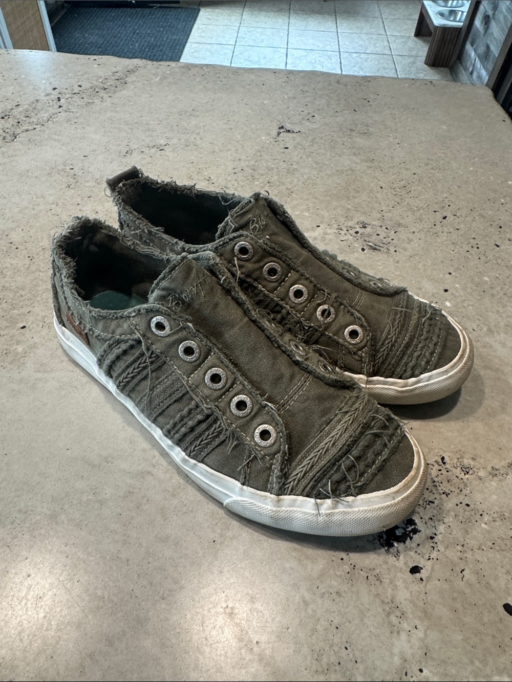 Blowfish Olive Green Slip-On Canvas Sneakers